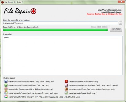 File Repair's Simple Interface