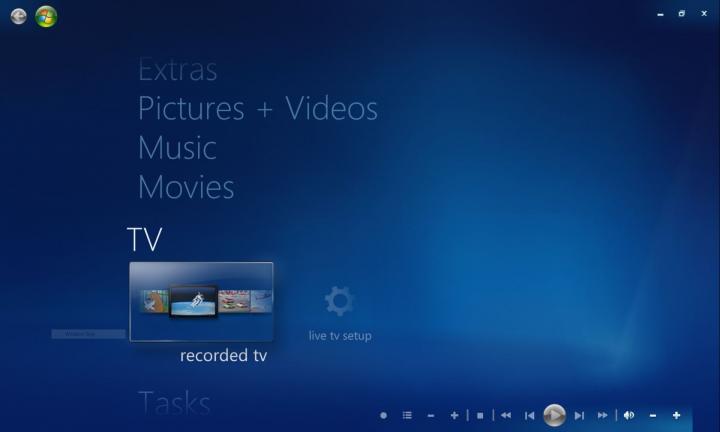 Windows Media Center Main Menu