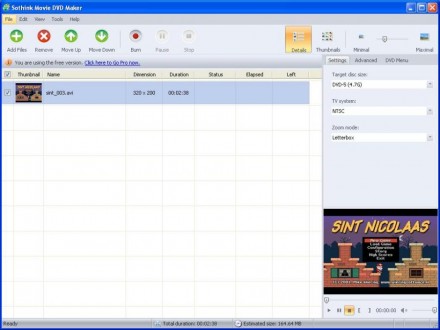 Sothink Movie DVD Maker Working Window