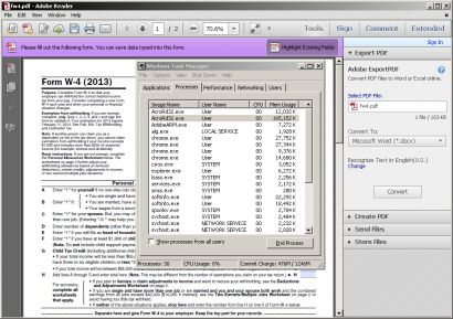 Adobe Reader Footprint