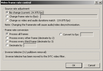 Changing the Frame Rate