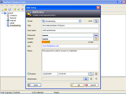 KeePass: Add Entry