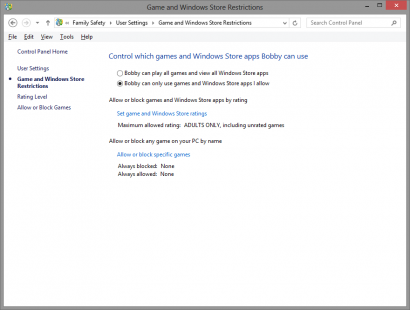 Controlling the games your child can play