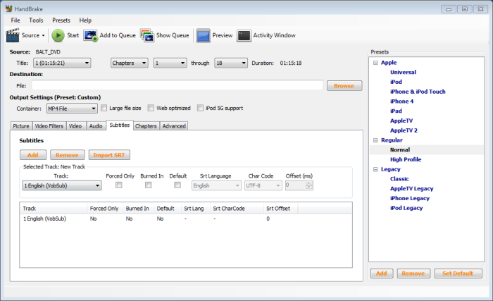 Handbrake Main Interface