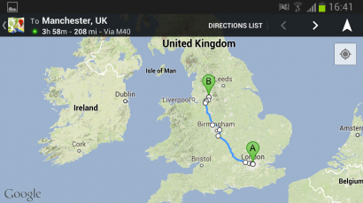 Planning a route from London to Manchester