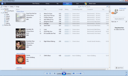 Burn List in Windows Media Player